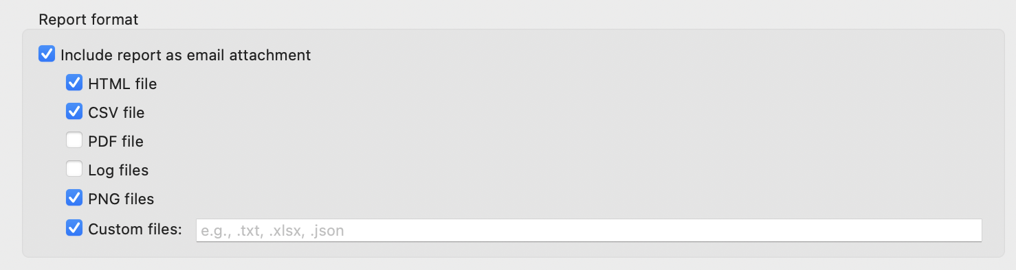 Supported report formats in 11.1.0